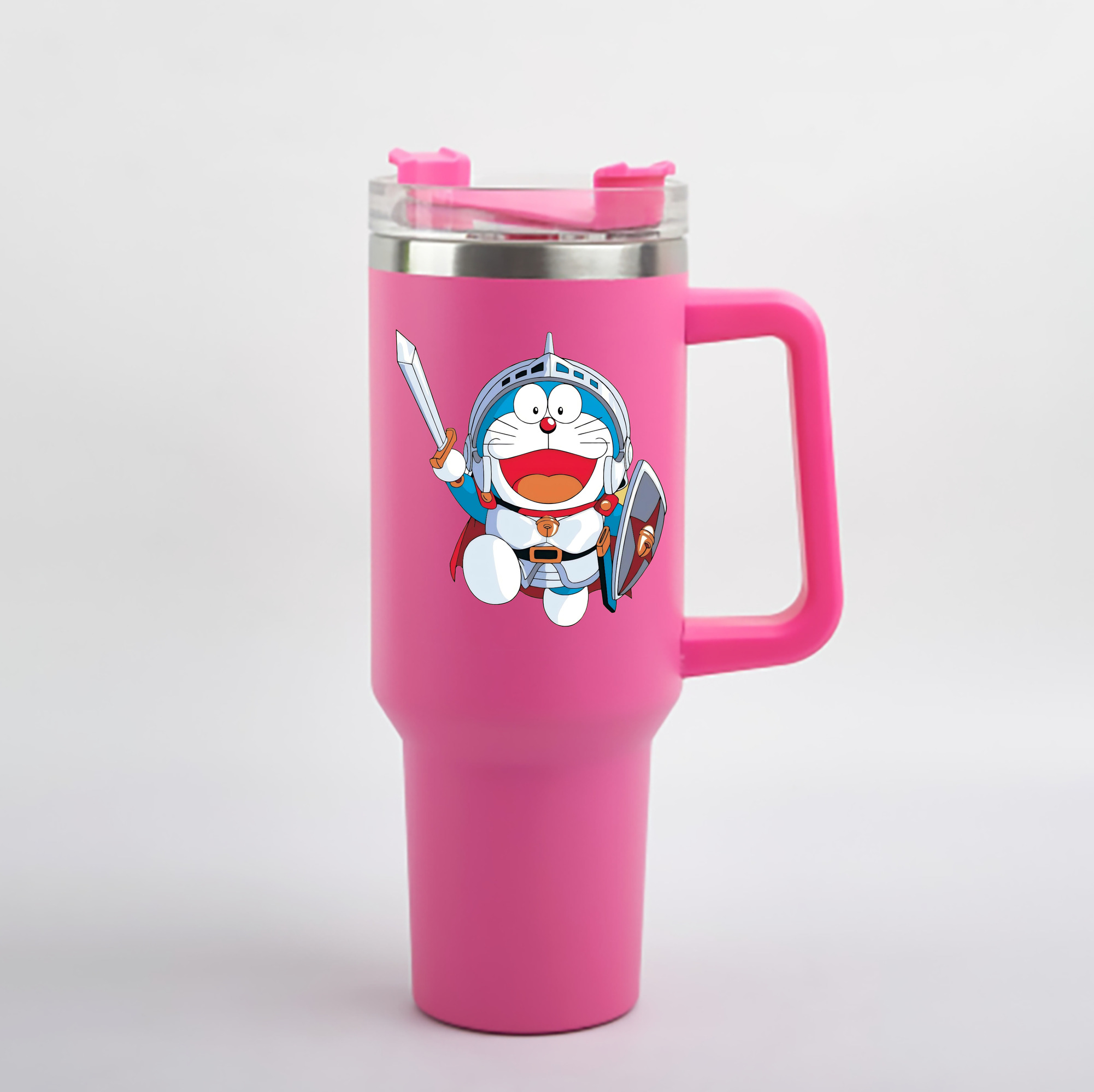 （画像用） ドラえもん Doraemon 1200mL車用タンブラー - クリスタルステッカー（プラスチックストロー付き）